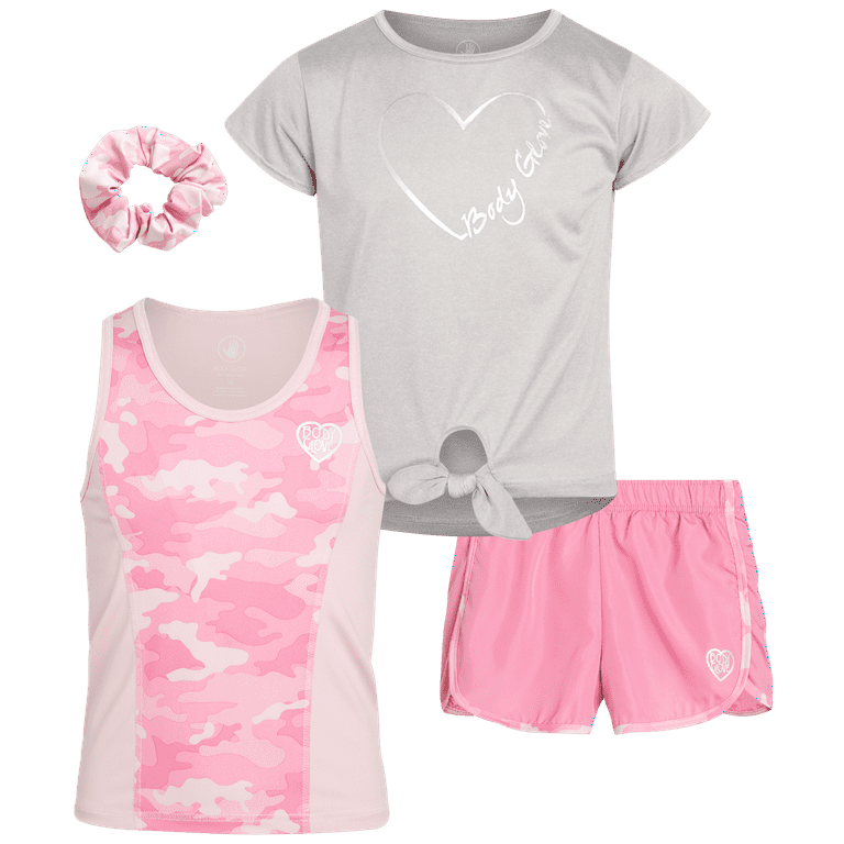 Body Glove Girls Active Short Set with Matching Tank Top and T