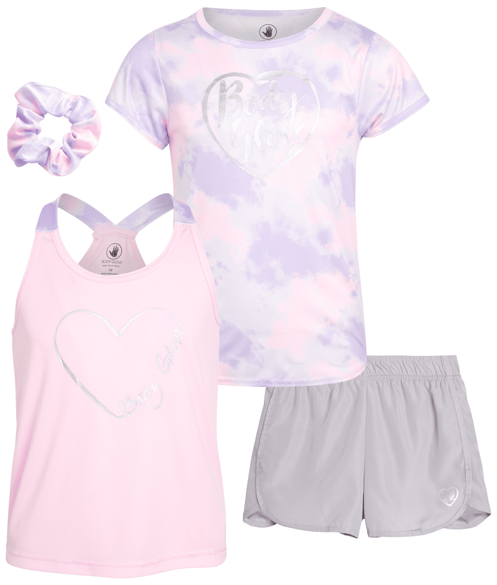 Body Glove Girls Active Short Set with Matching Tank Top and TShirt (3