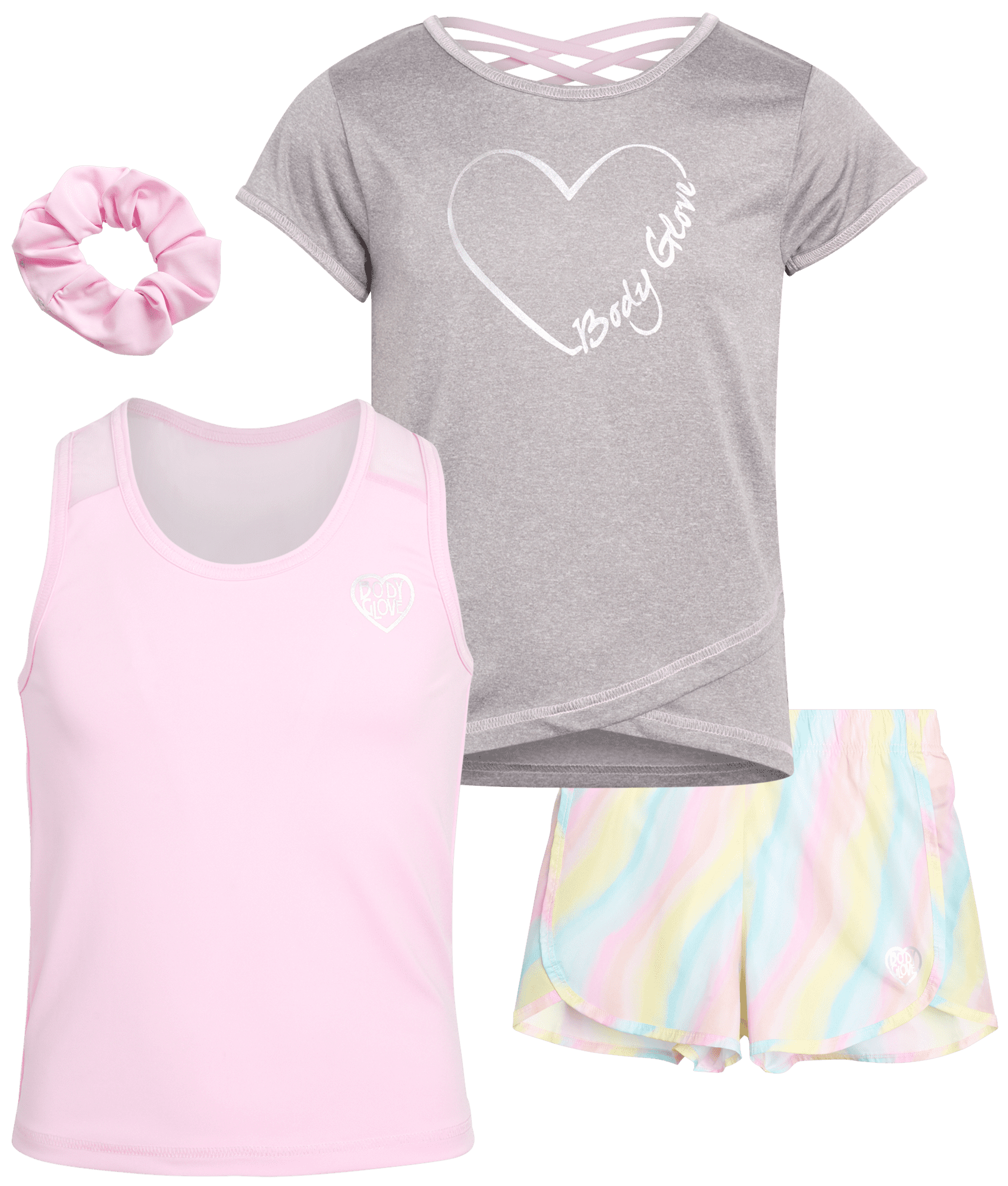 Body Glove Girls Active Short Set with Matching Tank Top and TShirt (3