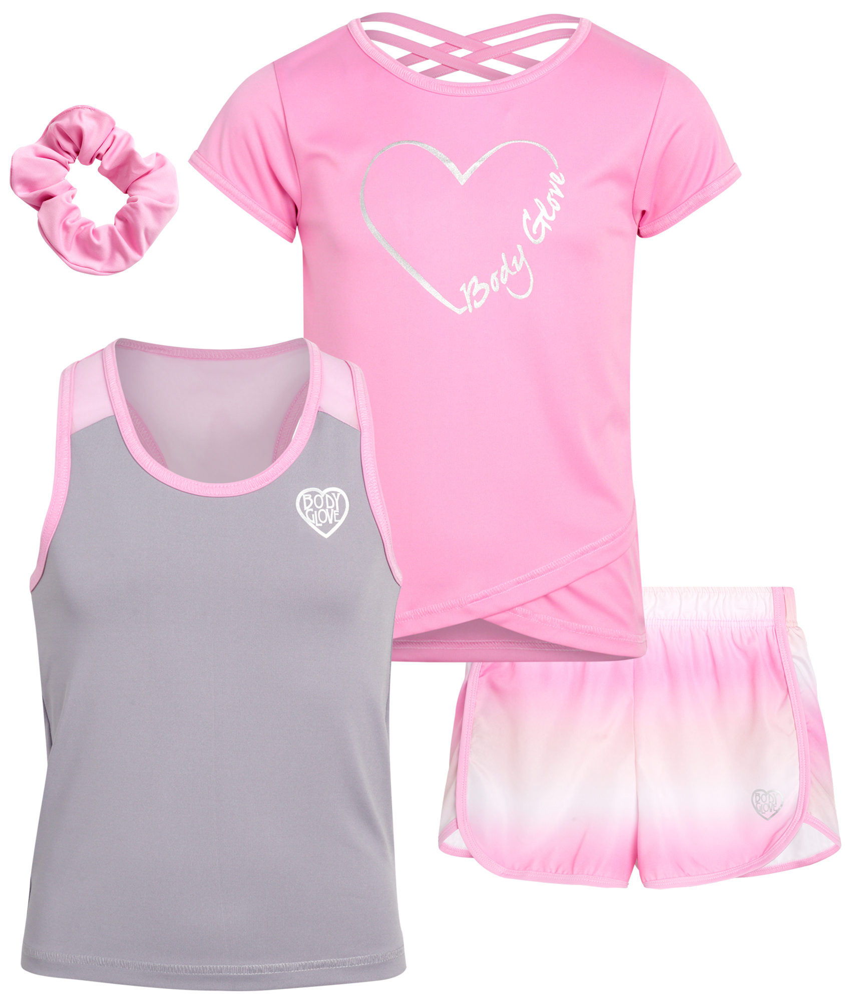 Body Glove Girls Active Short Set with Matching Tank Top and TShirt (3