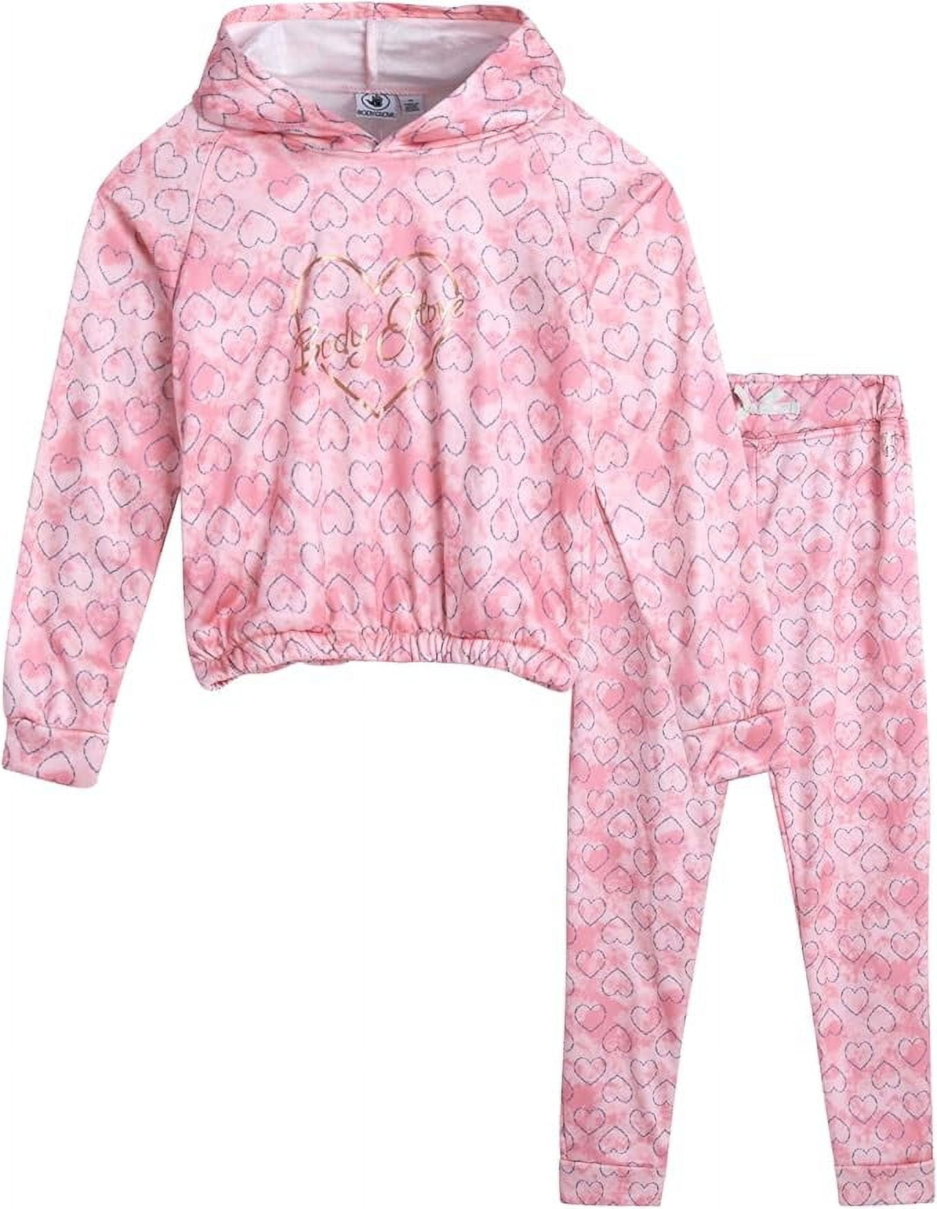 Body Glove Girls' Warm Fleece Jog Suit Outfit - Tie Dye Hoodie and