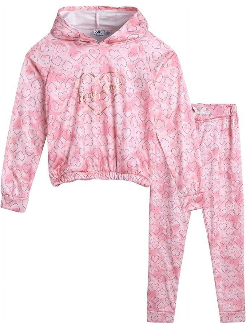 Body Glove Girls' Warm Fleece Jog Suit Outfit - Tie Dye Hoodie and