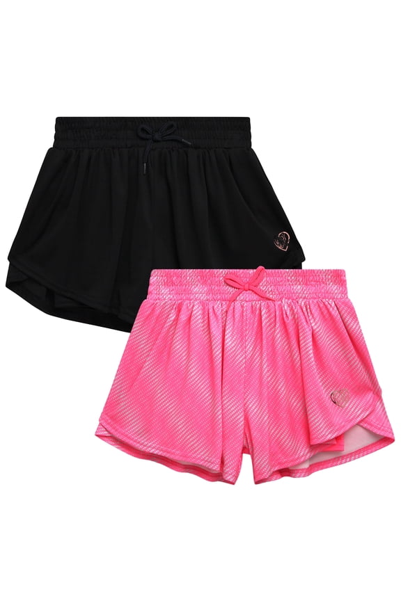 Girls Shorts - 2 Pack Soft Stretch Flowy Butterfly Skort Athletic Shorts for Girls (Size: 7-12)