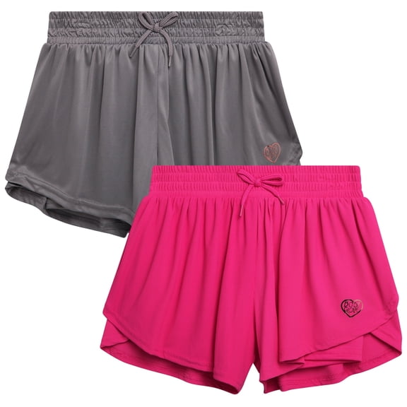 Body Glove Girls Shorts - 2 Pack Soft Stretch Flowy Butterfly Skort Athletic Shorts for Girls (Size: 7-12)