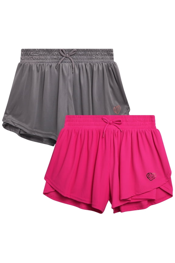 Girls Shorts - 2 Pack Soft Stretch Flowy Butterfly Skort Athletic Shorts for Girls (Size: 7-12)
