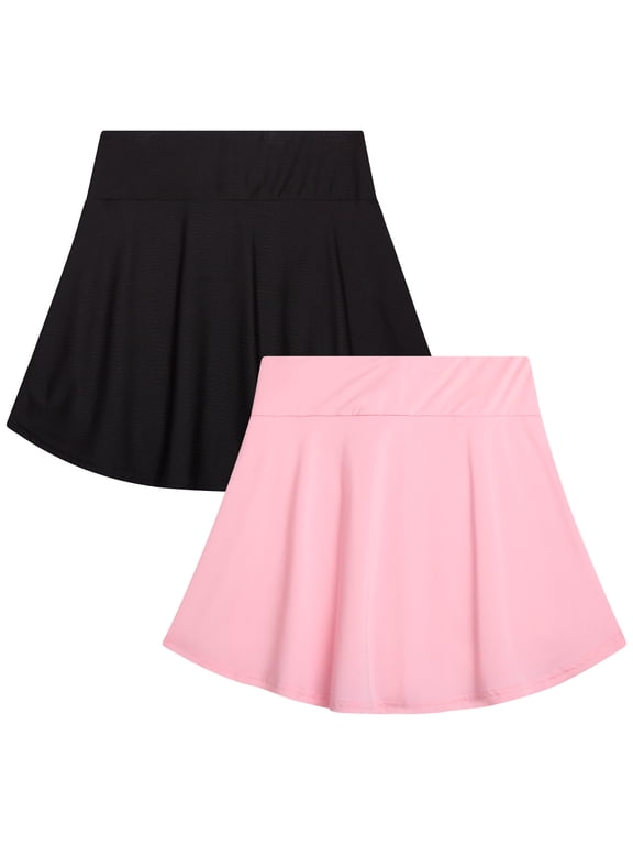Girls Skorts Athletic Flowy Dance Scooter Skirts for Girls with Inner Shorts 2 Pack