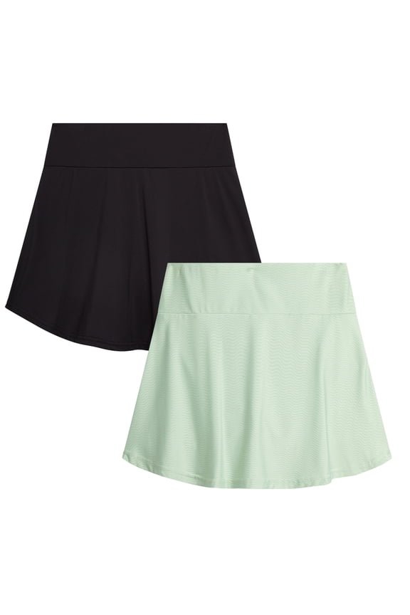 Girls Skorts - 2 Pack Athletic Flowy Dance Skirts for Girls with Inner Shorts (Size: 7-12)