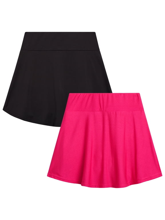 Girls Skorts Athletic Flowy Dance Scooter Skirts for Girls with Inner Shorts 2 Pack