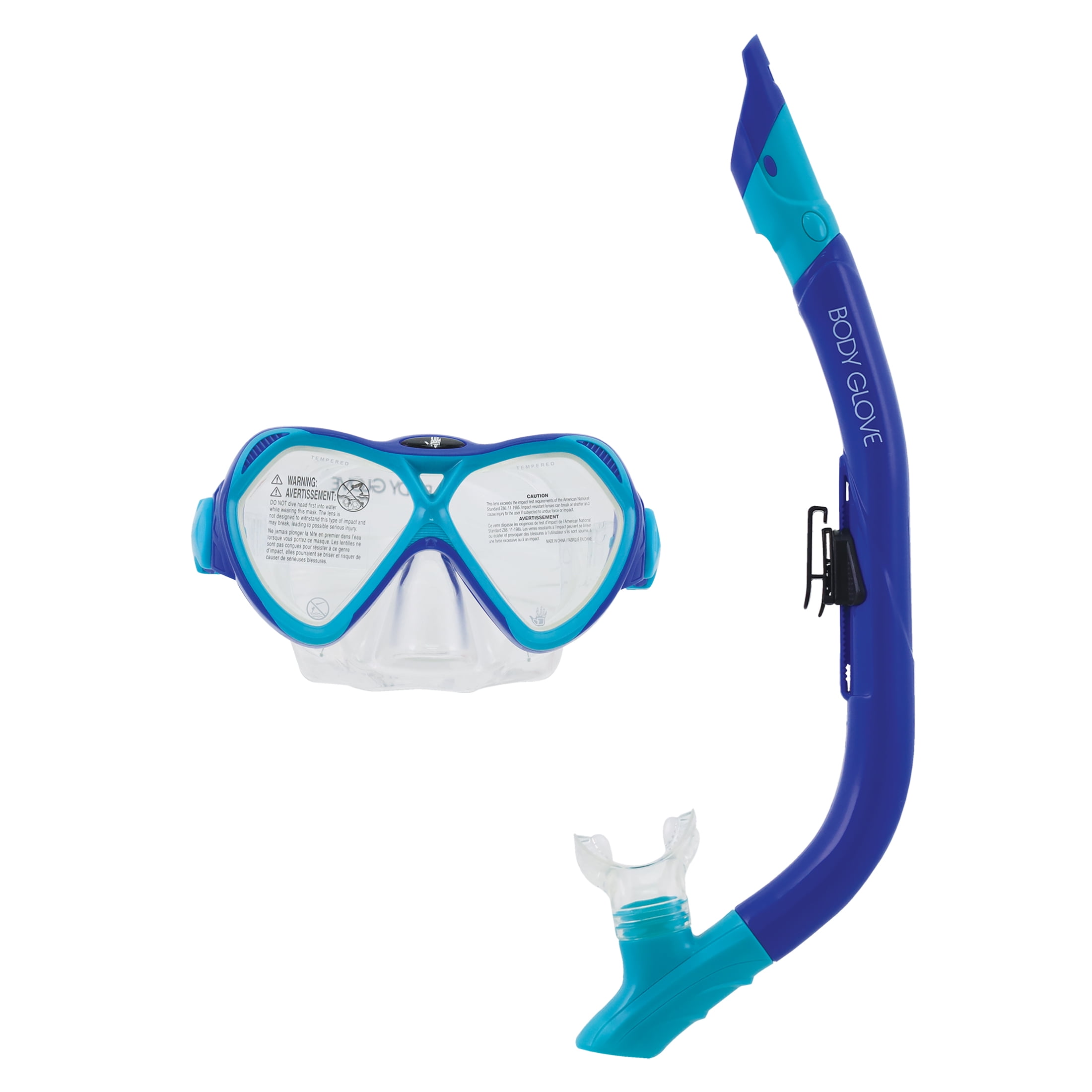 Body Glove Junior Cove Swimming Diving Mask and Snorkel Combo, Blue