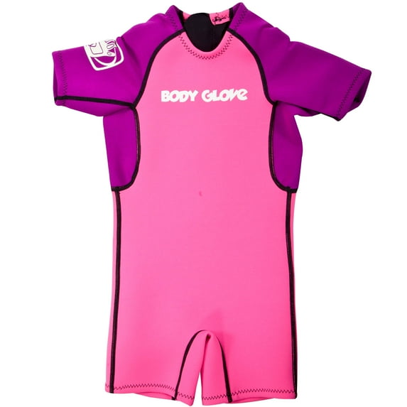 Body Glove Kids 2mm Back-Zip Short Sleeve Wetsuit Fits - 40-50 LBS - Violet/Pink