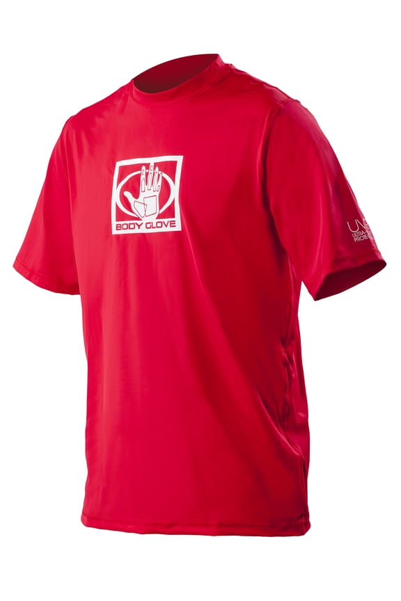 Loose Fit Rash Guard Adult Swimshirt, Red, Adult, Male, L