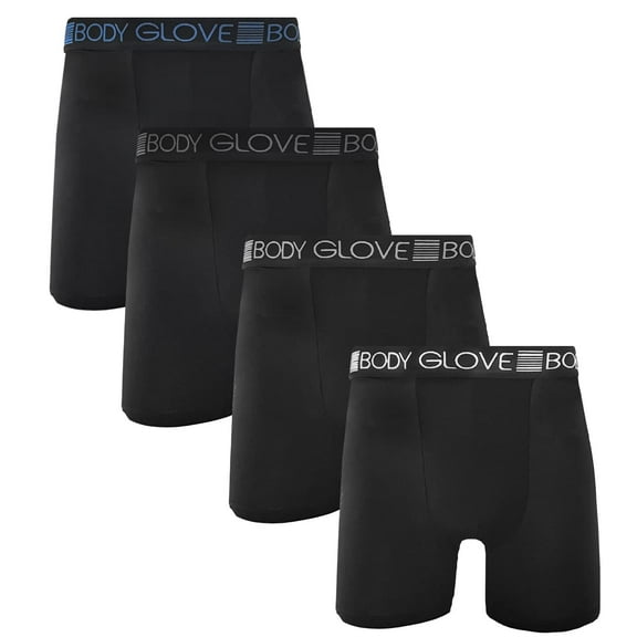 Body Glove Men's 4-Pack Cooling Dry Fit Performance Underwear, Moisture Wicking Mens Boxer Briefs, No Chafe Male Support, M