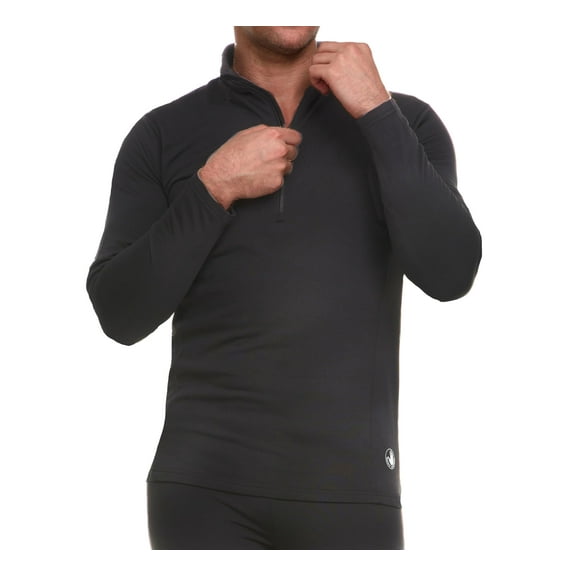 Body Glove Men's Thermal Top - Warm Winter Shirt - Collared Long Sleeve Thermal Undershirt for Men, Black/M