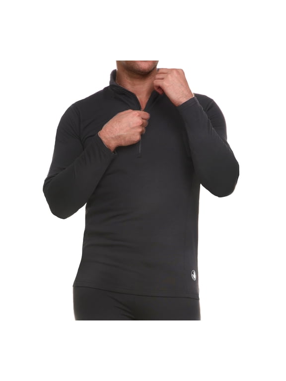 Men's Thermal Top - Warm Winter Shirt - Collared Long Sleeve Thermal Undershirt for Men, Black/M