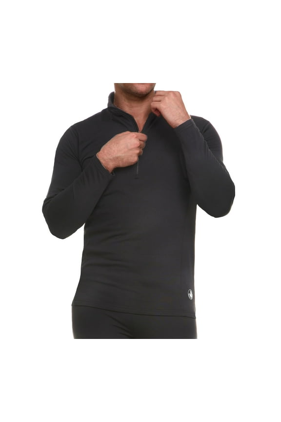 Men's Thermal Top - Warm Winter Shirt - Collared Long Sleeve Thermal Undershirt for Men, Black/S