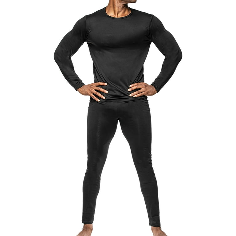 Body Glove Men's Thermal Underwear Base Layer Top & Long Johns Bottom,  Fleece Lined Winter Cold Inner Wear, 2 Pack/Black/M 