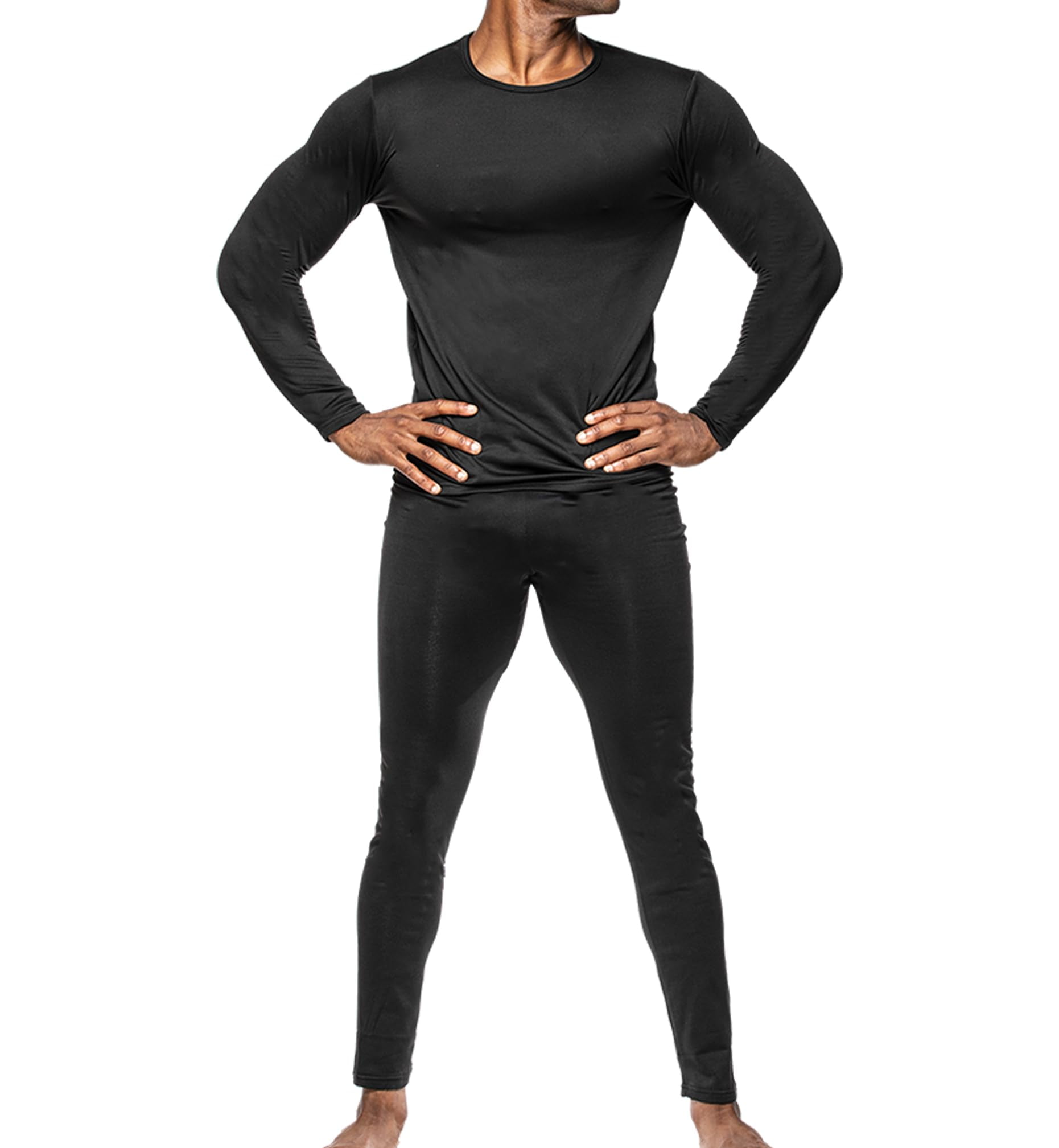 Body Glove Men's Thermal Underwear Base Layer Top & Long Johns Bottom,  Fleece Lined Winter Cold Inner Wear, 2 Pack/Black/XXL