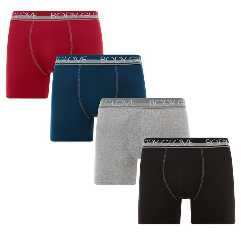 Body Glove Men's Underwear Boxer Brief, 4 Pack Moisture Wicking Comfort Fit  Stretch Soft Performance Cool Dry Pouch Support Sport Boxers Briefs for