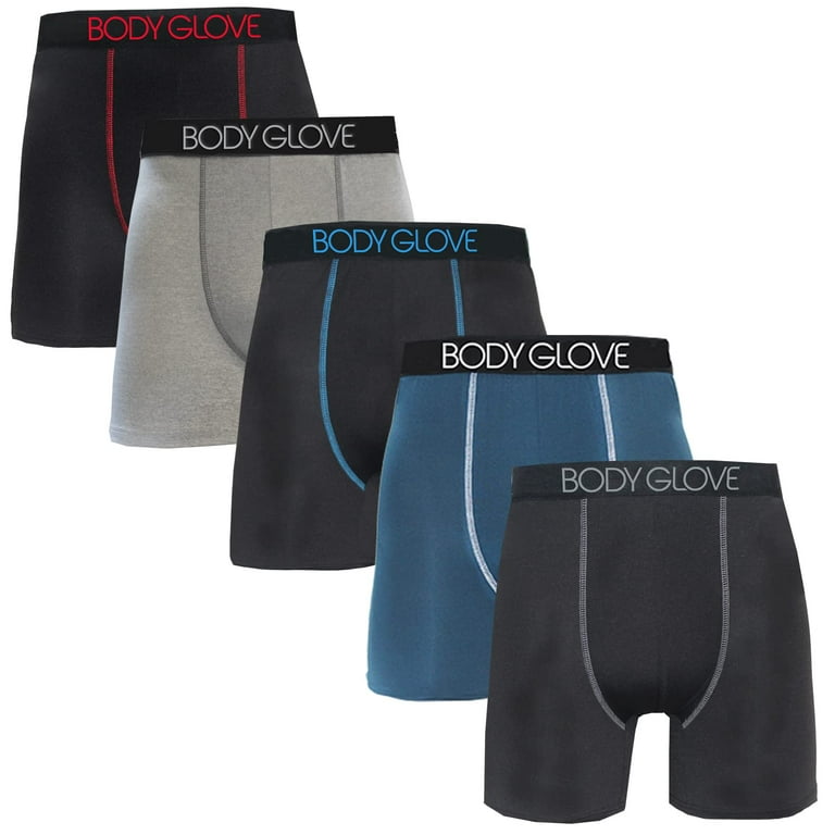 Body Glove Men's Underwear Boxer Brief, 5-Pack Moisture Wicking