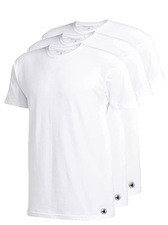 Mens 3-Pack Micro Modal Crewneck T Shirts, Cool Plain Undershirts & Gym Tshirts, Multipack White Tees, Small