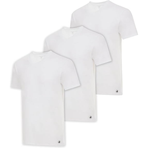 Body Glove Mens 3-Pack Micro Modal V-Neck T Shirts, Cool Plain Undershirts & Gym Tshirts, Multipack White Tees, Medium