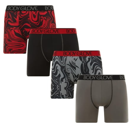 Body Glove Mens Boxer Briefs, Dry Fit Performance Underwear, Breathable Active Stretch Athletic Boxers, 6-Pack/Black/Small