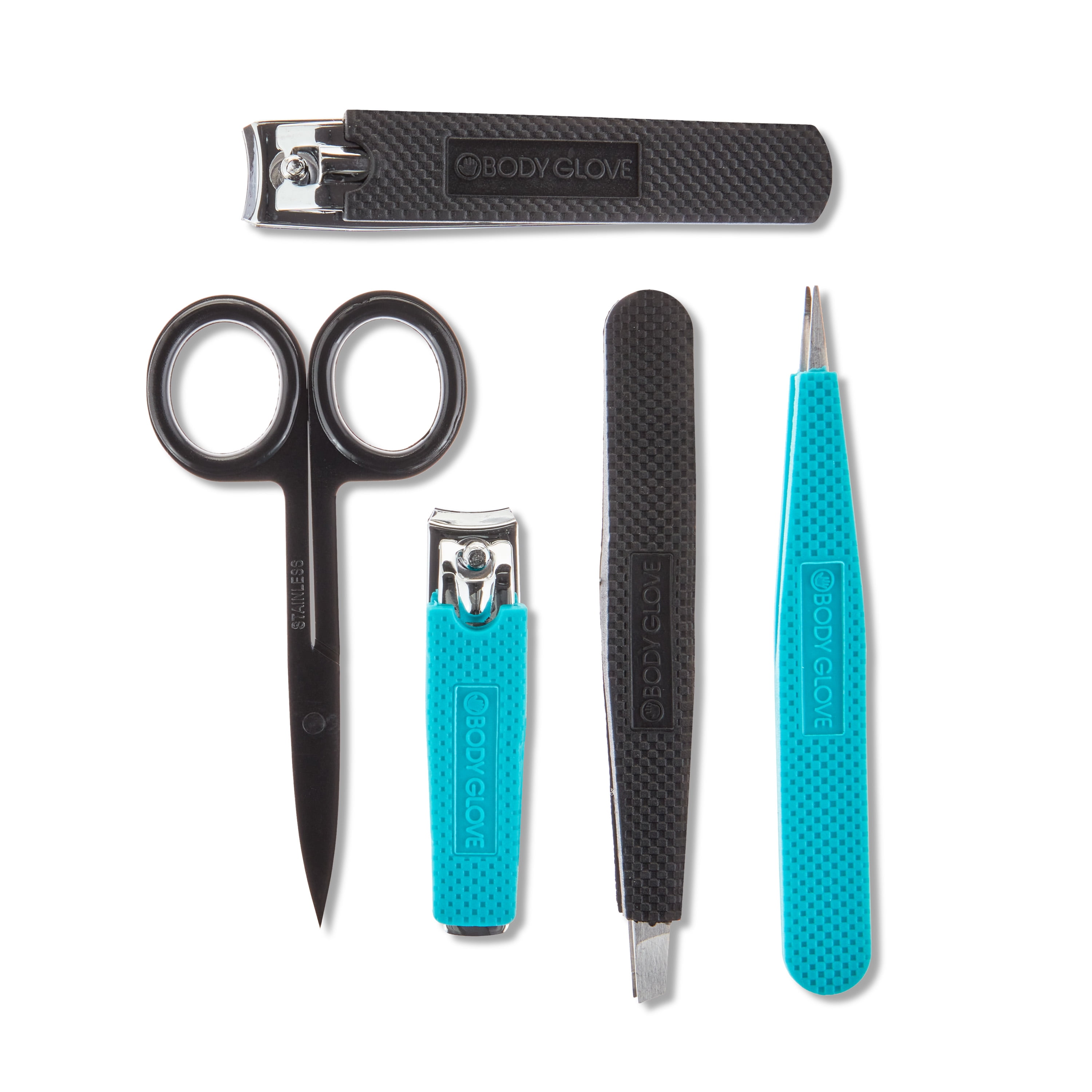 Body Glove Premium Blue 5-Piece Manicure Set: Stainless Steel Clippers, Scissors & Tweezers, Adult
