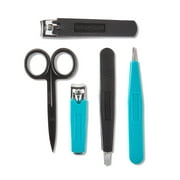 Body Glove Premium Blue 5-Piece Manicure Set: Stainless Steel Clippers, Scissors & Tweezers, Adult