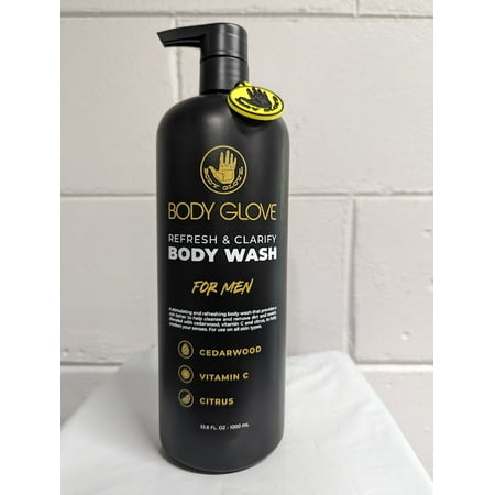 Body Glove Refresh & Clarify Body Wash for Men-Cedarwood, Vitamin C, Citrus 33.8 fl oz