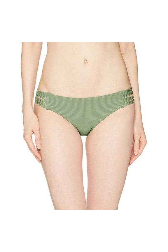 Ruby Low Rise Multi Strap Bikini Bottom, Ibiza Ribbed Cactus,Small