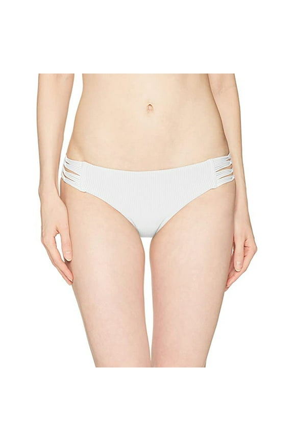 Ruby Low Rise Multi Strap Bikini Bottom, Ibiza Ribbed White, Medium