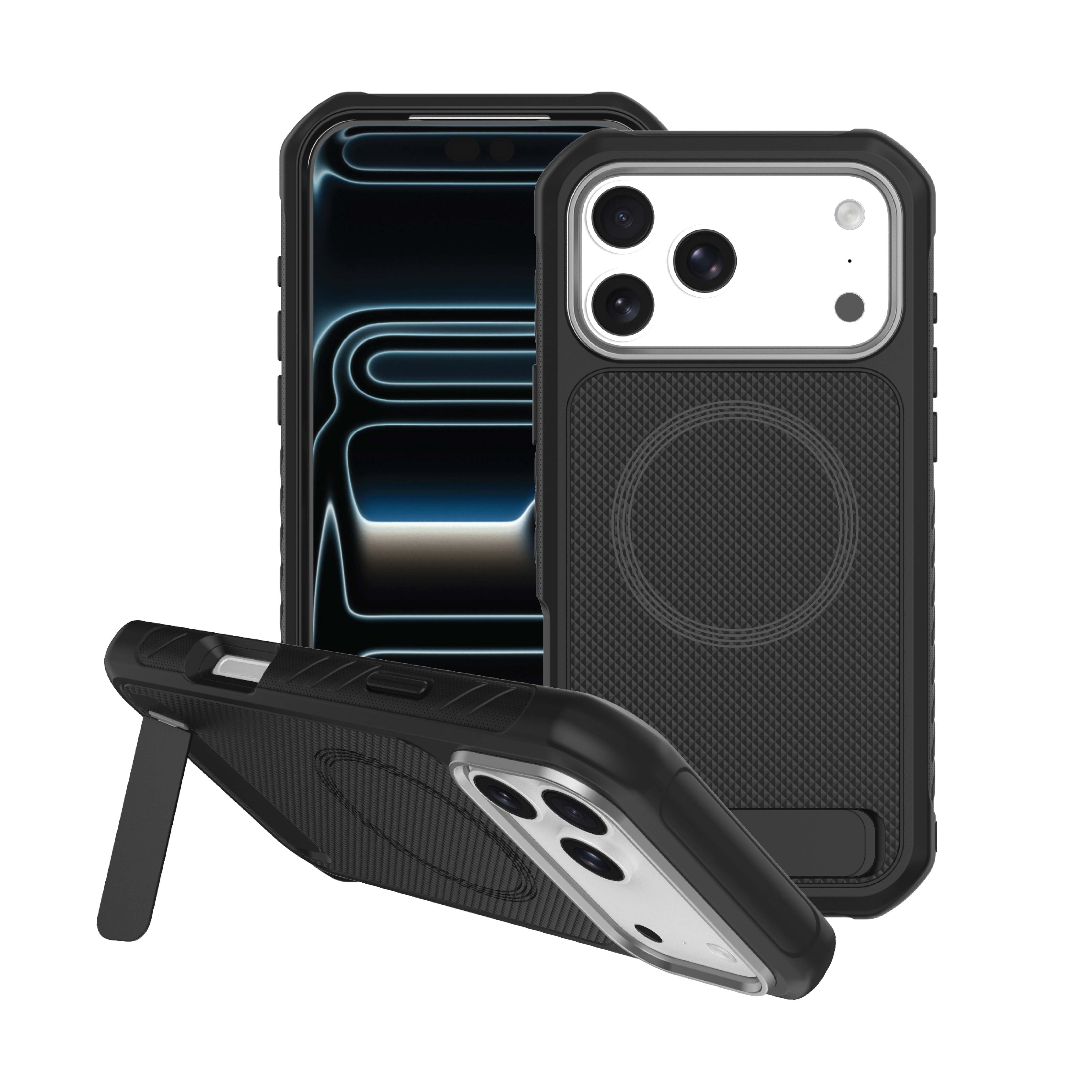 Body Glove Rugged Phone Case with Kickstand for iPhone 18 Pro / 17 Pro, MagSafe Compatible - Black