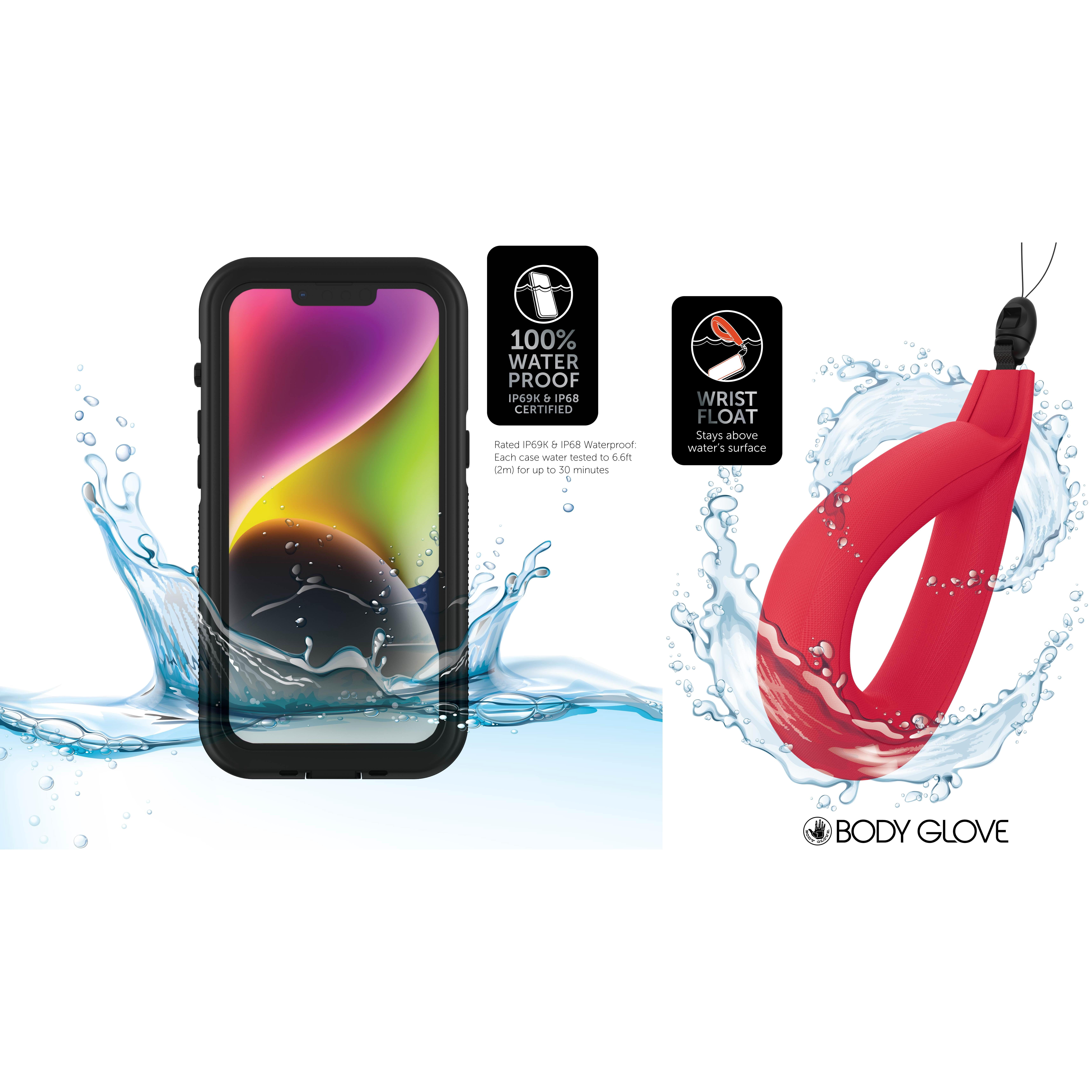 Body Glove Tidal Waterproof Phone Case for iPhone 14 and Wrist Float Red
