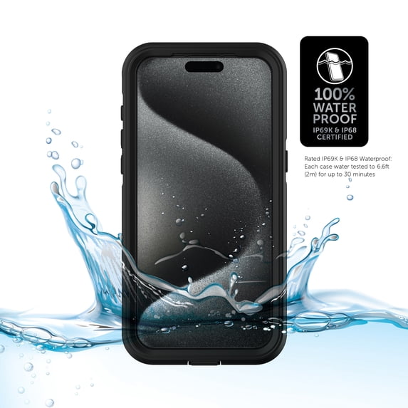 Body Glove Tidal Waterproof Phone Case for iPhone 15 Pro Max - Black/Clear