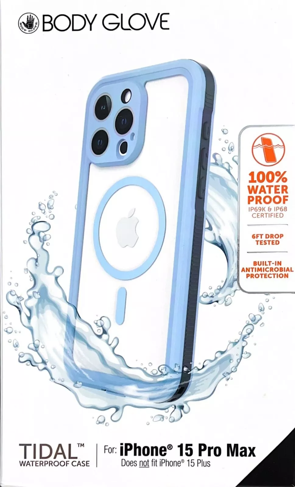 Body Glove Tidal Waterproof with MagSafe Case For iPhone 15 Pro Max, Power Blue