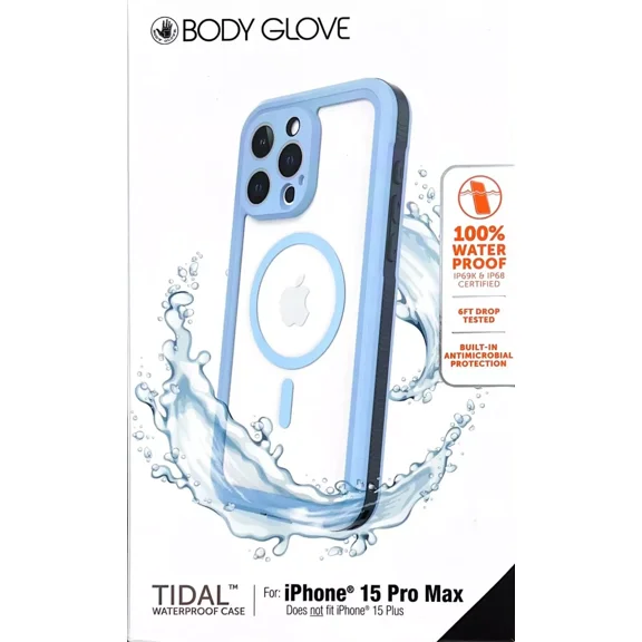 Body Glove Tidal Waterproof with MagSafe Case For iPhone 15 Pro Max, Power Blue