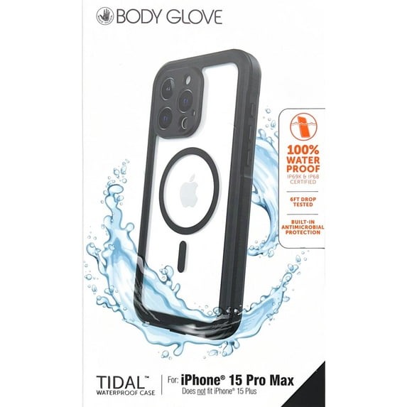 Body Glove Tidal Waterproof with MagSafe Case for iPhone 15 Pro Max - Clear/Black