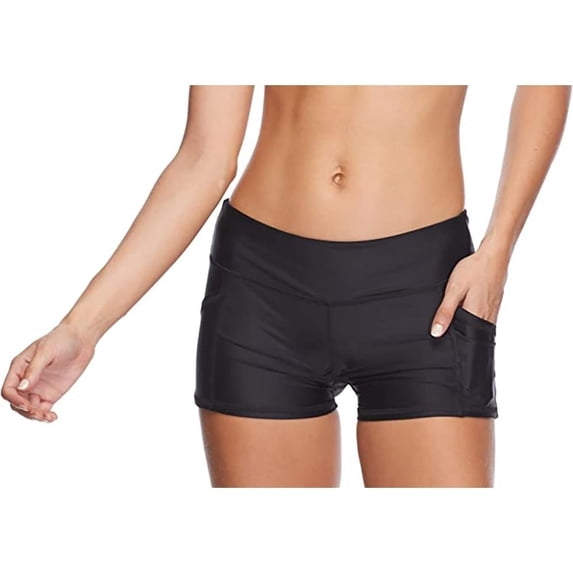 Body Glove Women's Standard Rider Elastic Waist Hybrid Swim Short with UPF 50+, Black, Large New with box/tags
