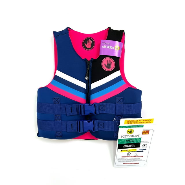 Body Glove Youth Girl Evoprene PFD, Life Jacket 5588 lbs., Pink