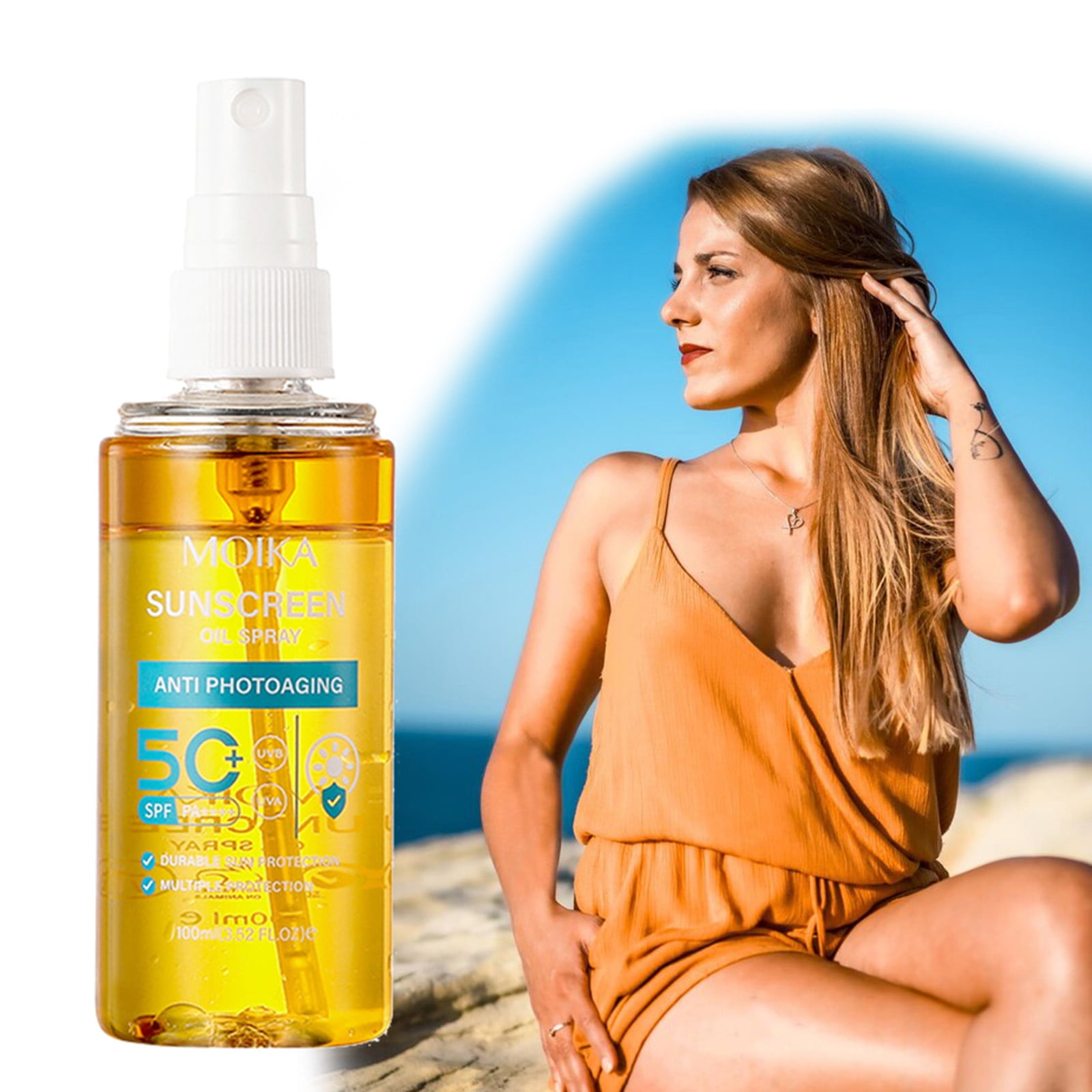 Body Glowy Sunscreen Oil Spray SPF50+ Summer Refreshing Moisturizing Isolation And Protection