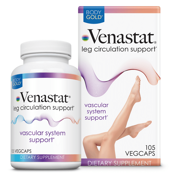 Body Gold Venastat Leg Vein Health, Circulation Support, Horse Chestnut, Diosmin, 105 Capsules, 52 Servings (105 CT)