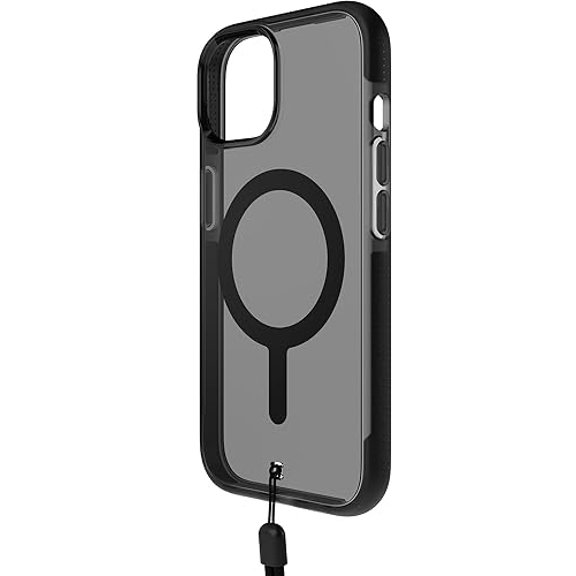 Body Guardz Ace Pro Removable Lanyard Prevents Drops 18 ft Drop Smoky Black Case For iphone 6.1(2023)/iphone 14/13
