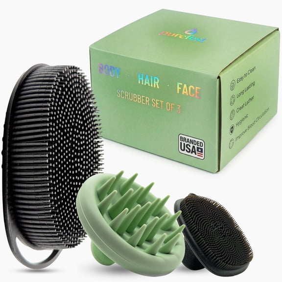 Body Hair Face Scrubber Set, Exfoliating Brush Kit, Set of 3