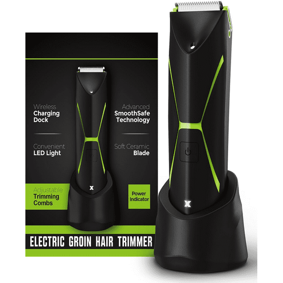 Electric Body Hair Trimmer, Manscape Groin Pubic Hair Trimmer Wet/Dry Shaver Groomer Replaceable Ceramic Blade Clipper, Type-C Rechargeable Cordless