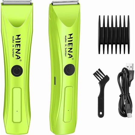 Body Hair Trimmer, Electric & Cordless Pubic Trimmers for Men, Multi-Function Body Groomer Set with Washable Blade (Yellow)