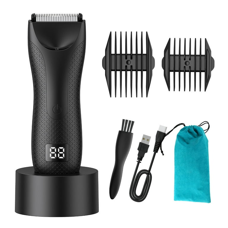 Body Hair Trimmer for Men Electric Ball Trimmer with Light Waterproof Pubic Groin Hair Trimmer for Mens Grooming Kit with LCD Display Recharge
