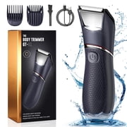 Nogroa Body Hair Trimmer for Men, Electric Groin Ball Shaver Razor with Mirror & LED Light, IPX7 Waterproof Ceramic Blade Pubic Hair Groomer, Type-C Rechargeable Cordless Bikini Trimmer, 2 Combs