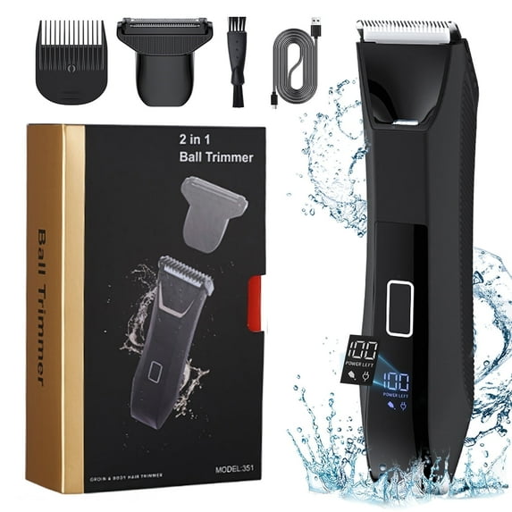 Body Hair Trimmer for Men,2-in-1 Ball Shavers LED Light Wet/Dry Groomer Men’s Pubic,Groin,Mustache Body and Facial, Beard Trimmer