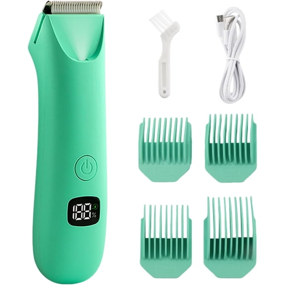 Body Hair Trimmer for Men - Electric Razor with Digital Display,5.5x1.5in Mens Trimmer for body Hair - for Balls Back Armpit Chest Arm(green)