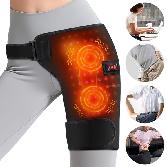 Red Light Heating Pad for Buttock, Sciatica Heated Massage Wrap, Thigh Heating Pad with Red Light, Hip Heated Brace with 3 Heating & Massage Modes, 105pcs Light Beads, 51.2in Adjustable Strap